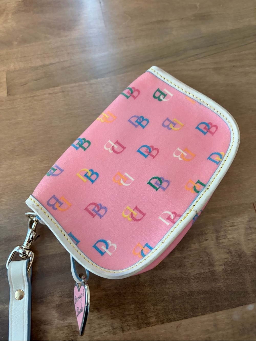 Dooney Bourke Wristlet Vintage Y2K Purse Wallet Pink Rainbow Logo - Picture 5 of 7